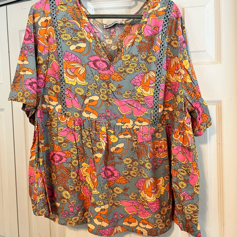 Floral V-Neck Women Top